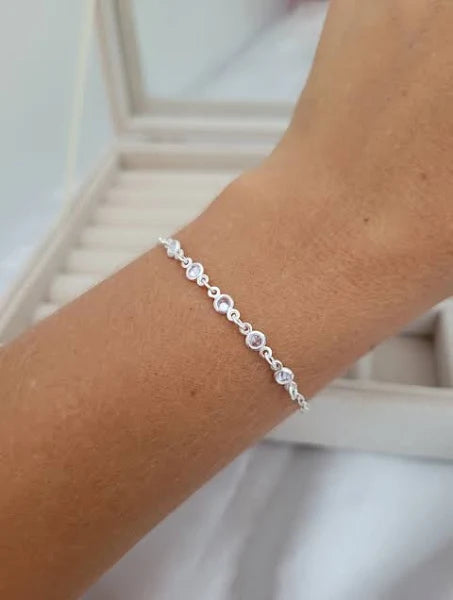 Pulseira 5 Pontos Luz Cristal Prata 925