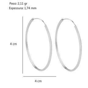 Argola Redonda 4x4cm Fio Triangular Prata 925