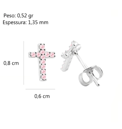 Brinco Cruz Microzirconia Prata 925