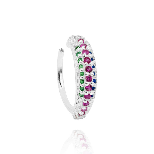 Piercing Argola Zircônia Colorida Prata 925