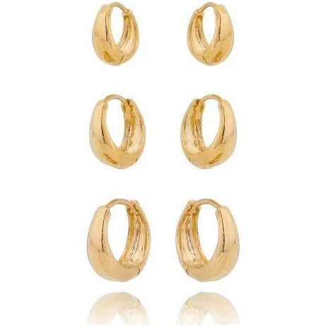 Trio Argola Lisa Semijoia 18K