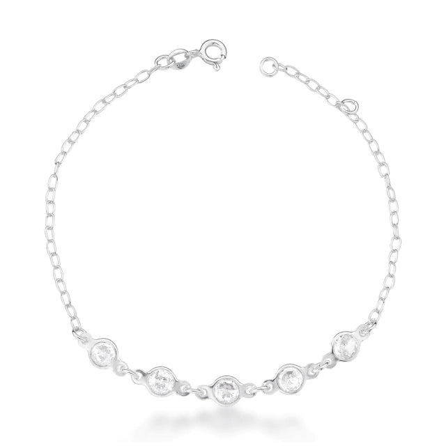 Pulseira 5 Pontos Luz Cristal Prata 925